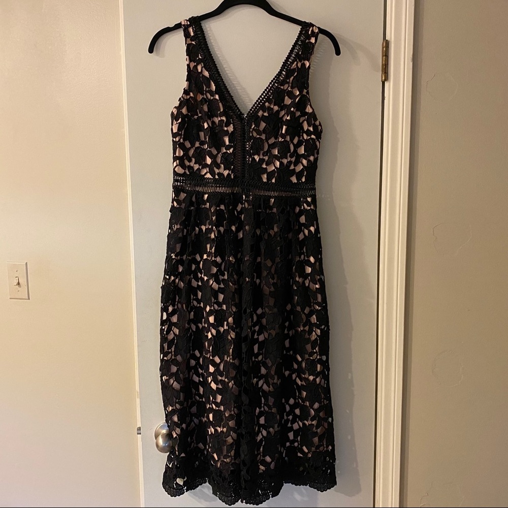 Black overlay midi dress